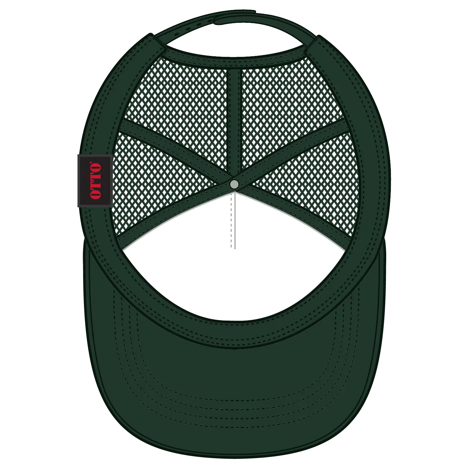 OTTO 39-165 5 Panel High Crown Mesh Back Trucker Cap - Dk. Green