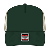 OTTO 39-165 5 Panel High Crown Mesh Back Trucker Cap - Dk.Grn/Dk.Grn/Kha - Dk.Grn/Dk.Grn/Kha / 6 1/2’’ - 7 5/8’’