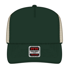 OTTO 39-165 5 Panel High Crown Mesh Back Trucker Cap - Dk.Grn/Dk.Grn/Kha - Dk.Grn/Dk.Grn/Kha / 6 1/2’’ - 7 5/8’’