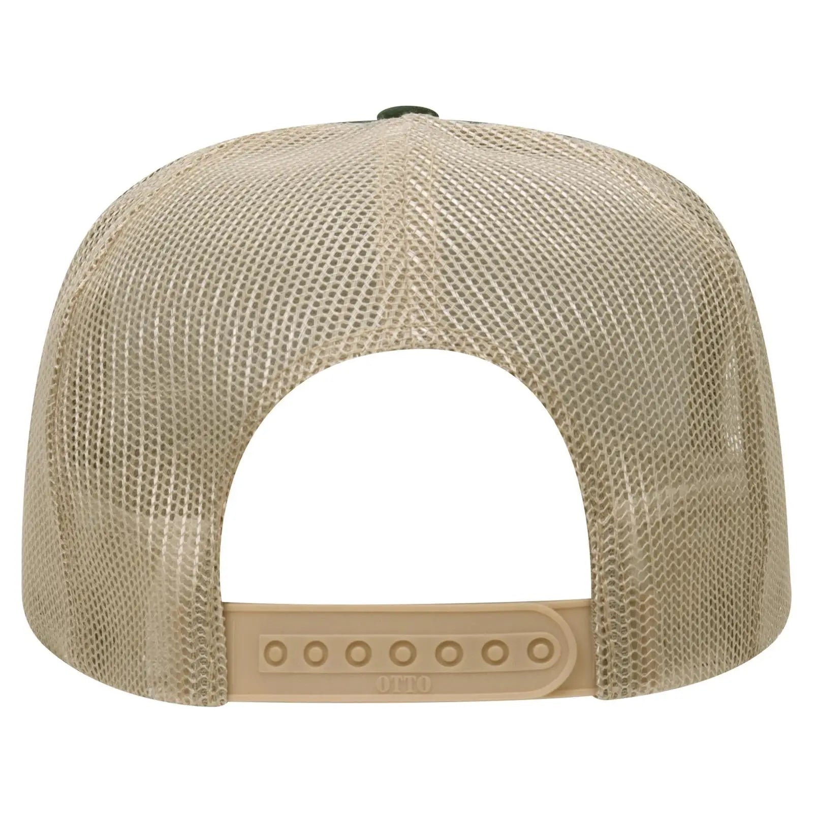 OTTO 39-165 5 Panel High Crown Mesh Back Trucker Cap - Dk.Grn/Dk.Grn/Kha - Dk.Grn/Dk.Grn/Kha / 6 1/2’’ - 7 5/8’’
