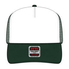 OTTO 39-165 5 Panel High Crown Mesh Back Trucker Cap - Dk.Grn/Wht/Dk.Grn - Dk.Grn/Wht/Dk.Grn / 6 1/2’’ - 7 5/8’’