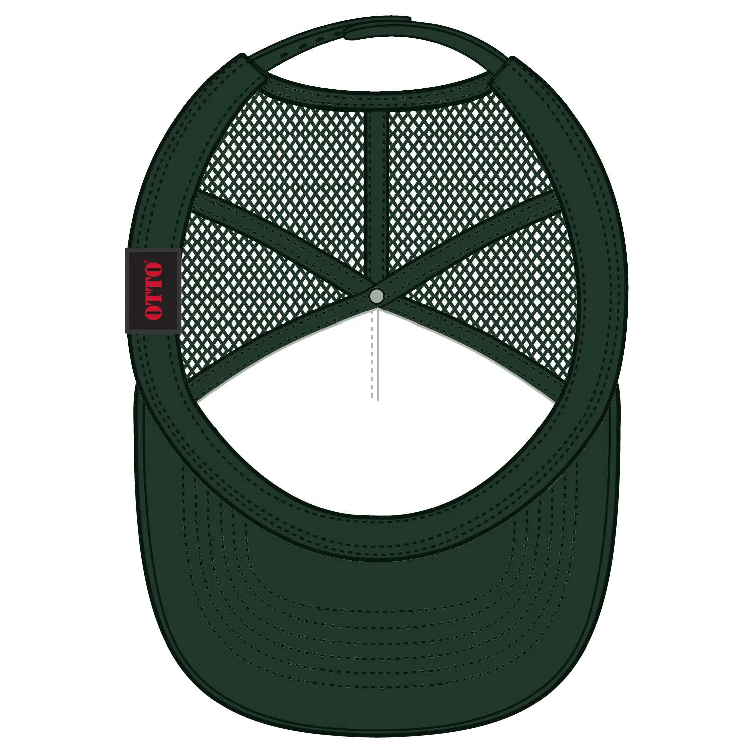 OTTO 39-165 5 Panel High Crown Mesh Back Trucker Cap - Dk.Grn/Wht/Dk.Grn - Dk.Grn/Wht/Dk.Grn / 6 1/2’’ - 7 5/8’’