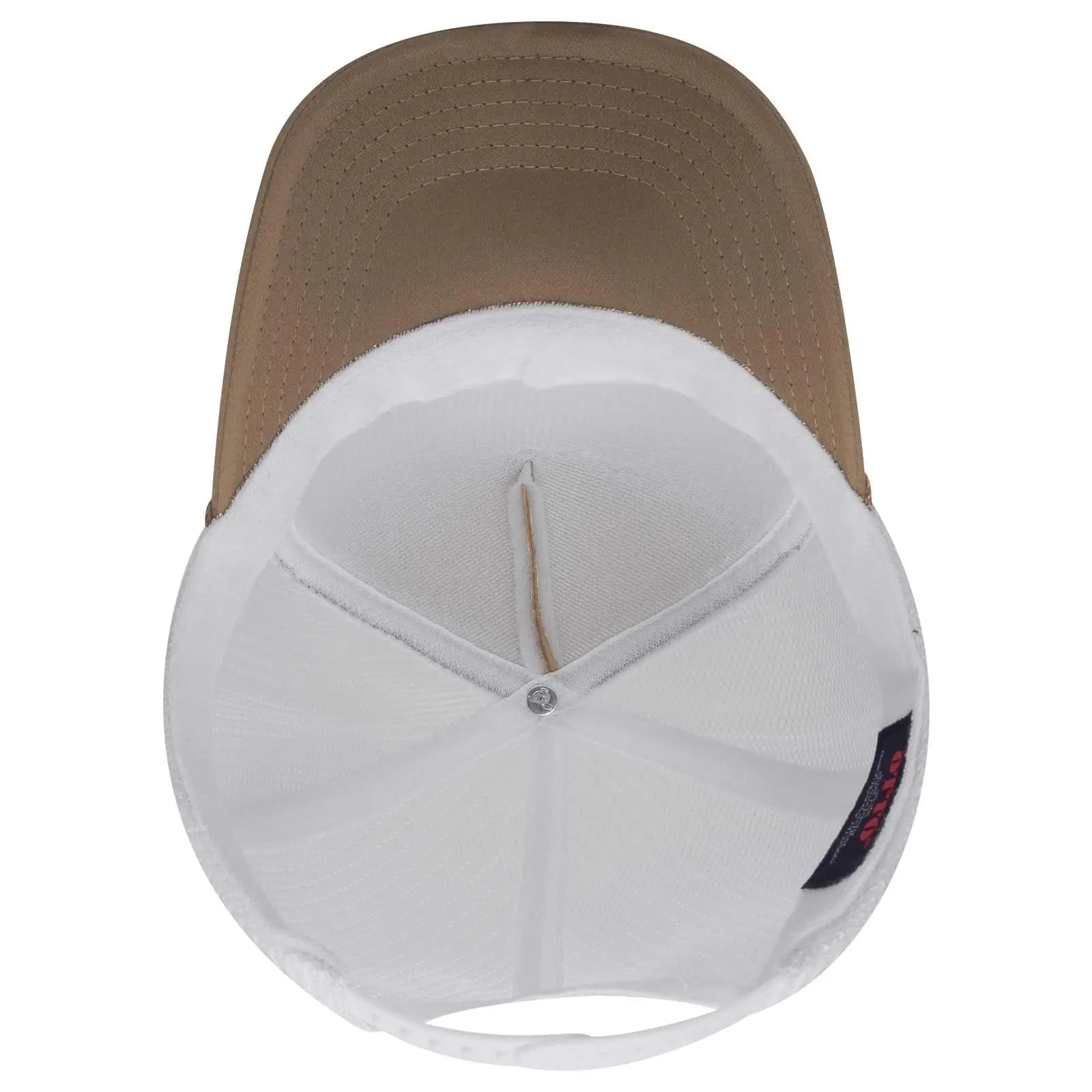 OTTO 39-165 5 Panel High Crown Mesh Back Trucker Cap - Dk.Kha/Dk.Kha/Wht - Dk.Kha/Dk.Kha/Wht / 6 1/2’’ - 7 5/8’’