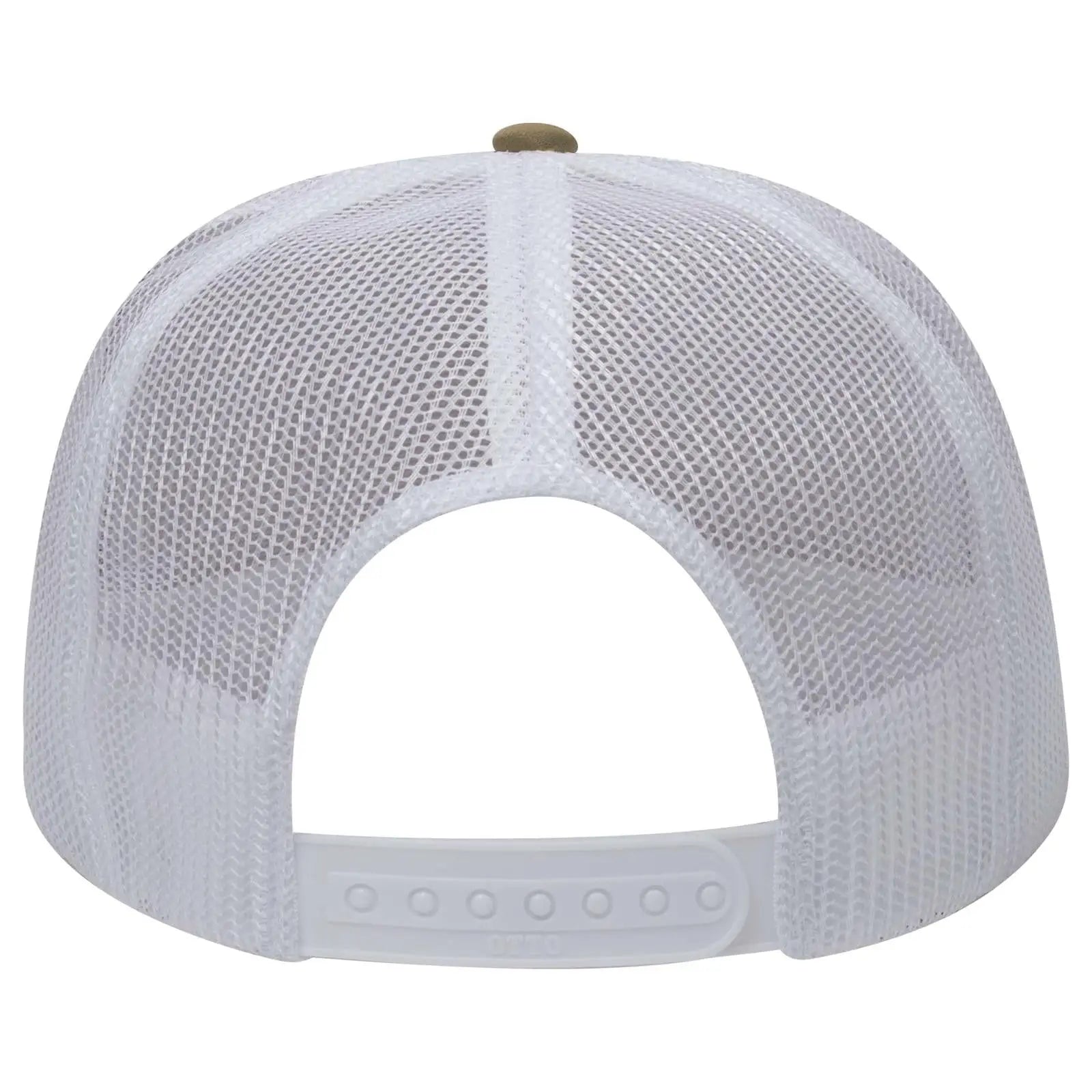 OTTO 39-165 5 Panel High Crown Mesh Back Trucker Cap - Dk.Kha/Dk.Kha/Wht - Dk.Kha/Dk.Kha/Wht / 6 1/2’’ - 7 5/8’’
