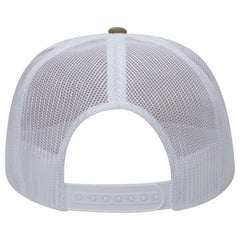 OTTO 39-165 5 Panel High Crown Mesh Back Trucker Cap - Dk.Kha/Dk.Kha/Wht - Dk.Kha/Dk.Kha/Wht / 6 1/2’’ - 7 5/8’’