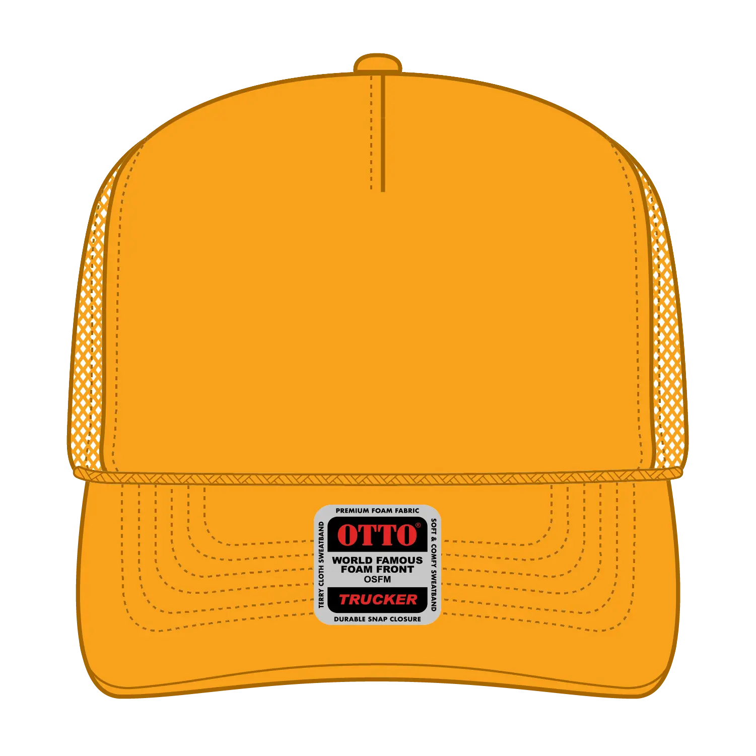 OTTO 39-165 5 Panel High Crown Mesh Back Trucker Cap - Gold - Gold / 6 1/2’’ - 7 5/8’’