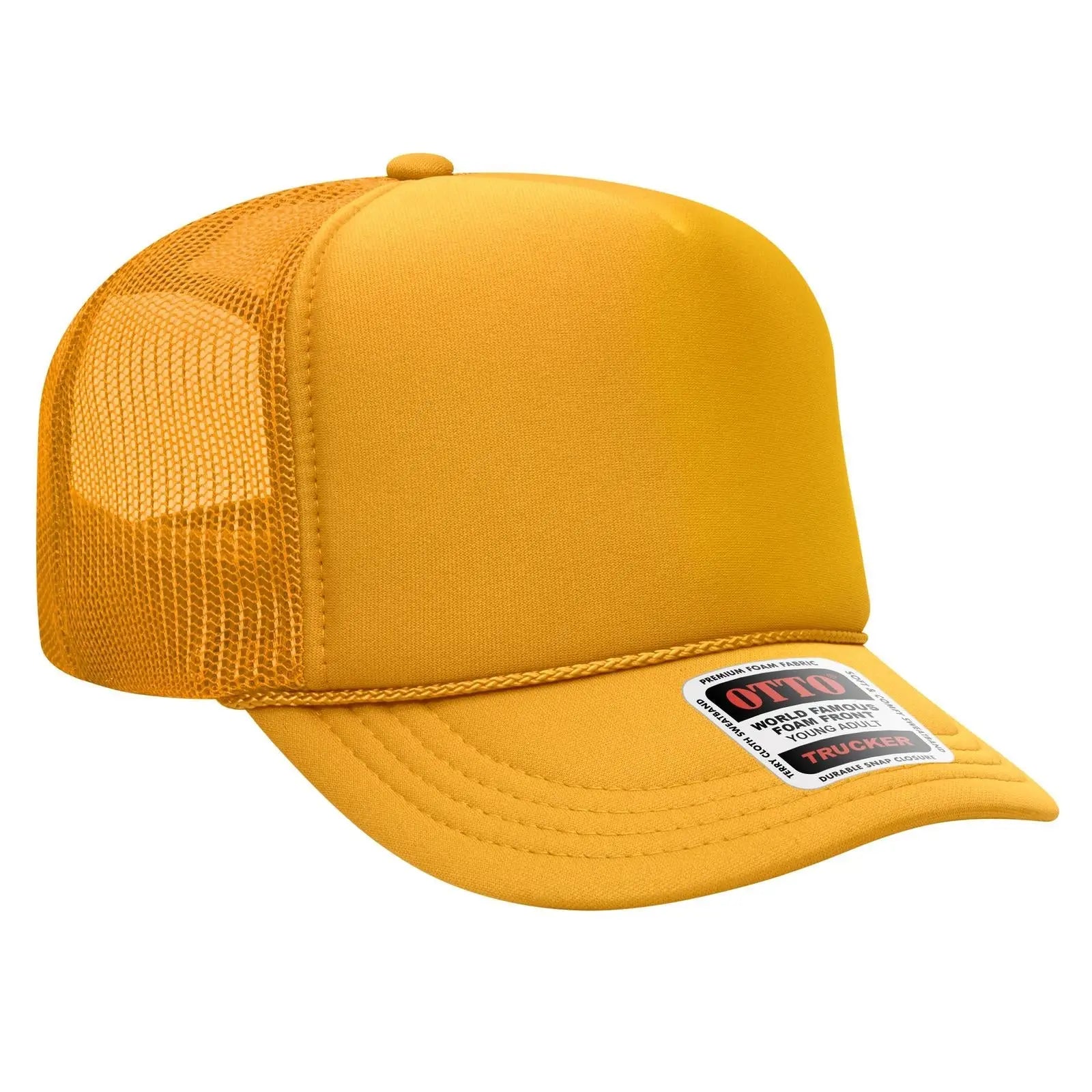 OTTO 39-165 5 Panel High Crown Mesh Back Trucker Cap - Gold