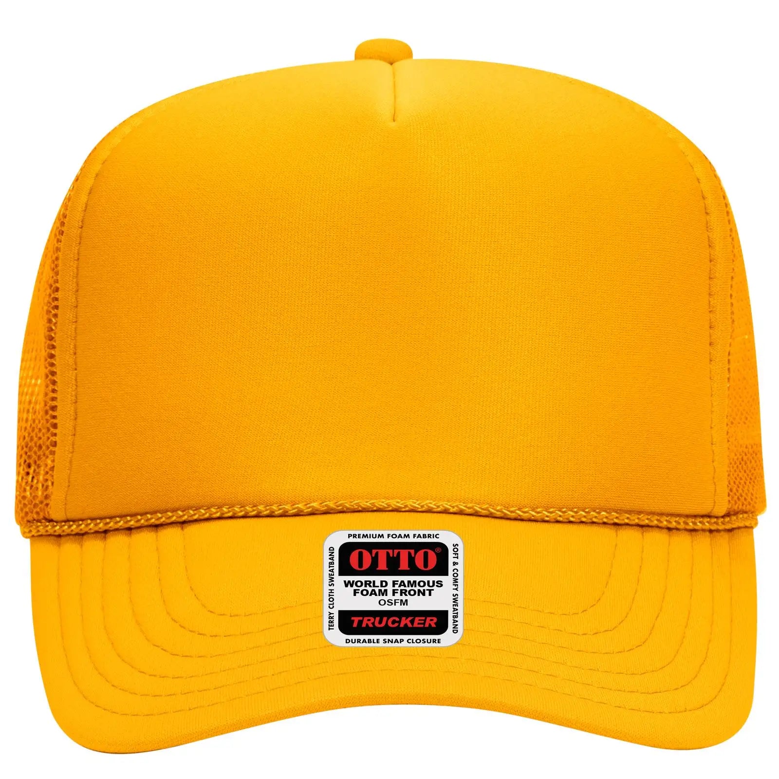 OTTO 39-165 5 Panel High Crown Mesh Back Trucker Cap - Gold