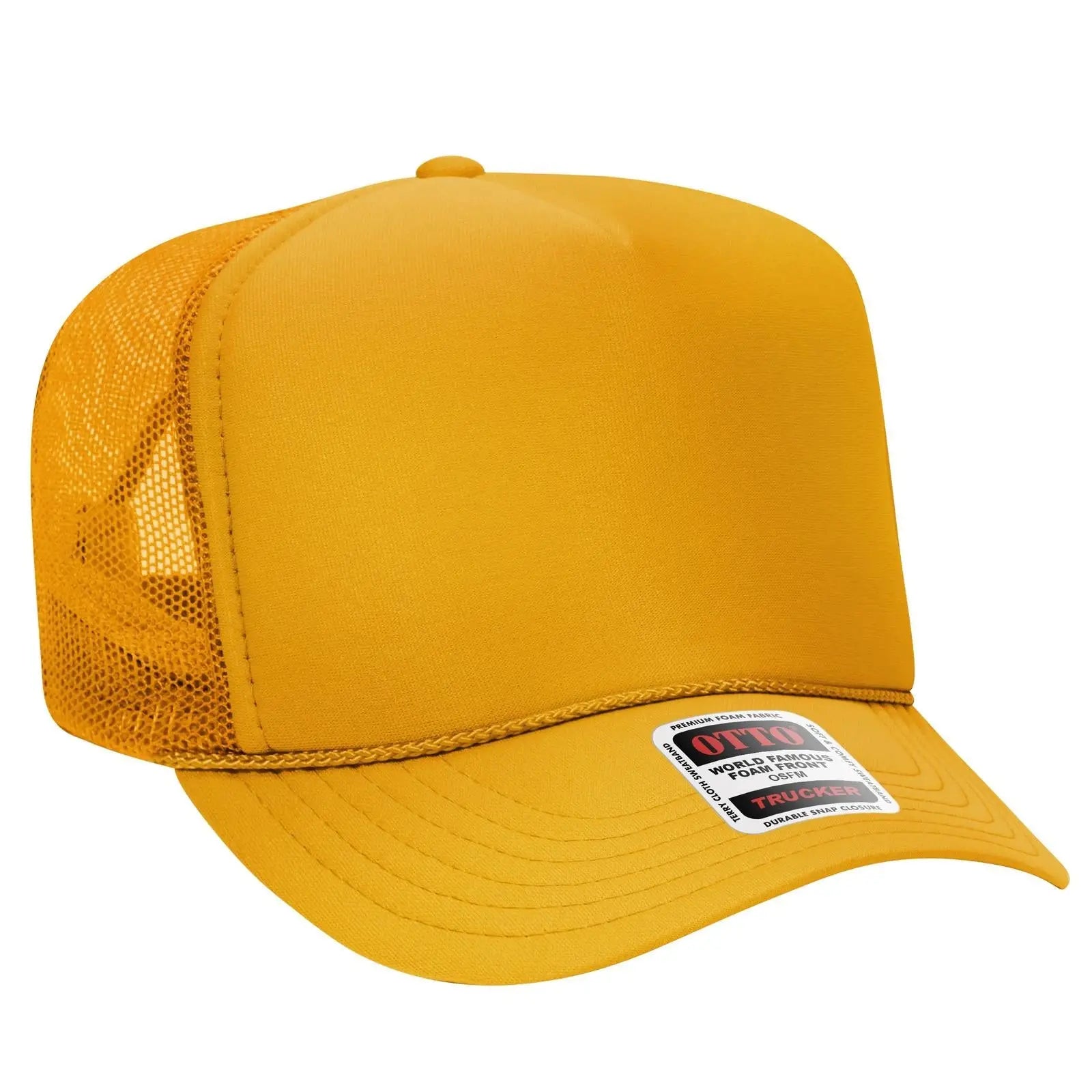 OTTO 39-165 5 Panel High Crown Mesh Back Trucker Cap - Gold