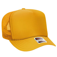 OTTO 39-165 5 Panel High Crown Mesh Back Trucker Cap - Gold
