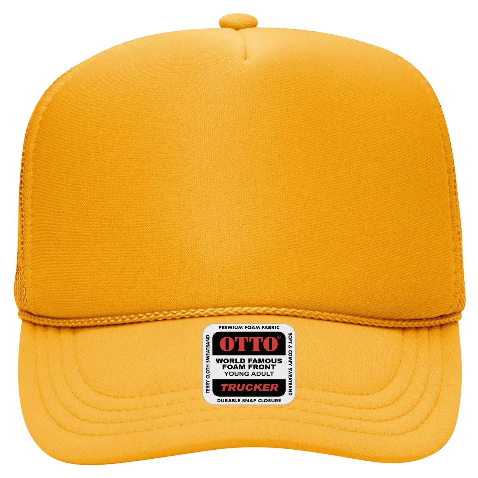 OTTO 39-165 5 Panel High Crown Mesh Back Trucker Cap - Gold