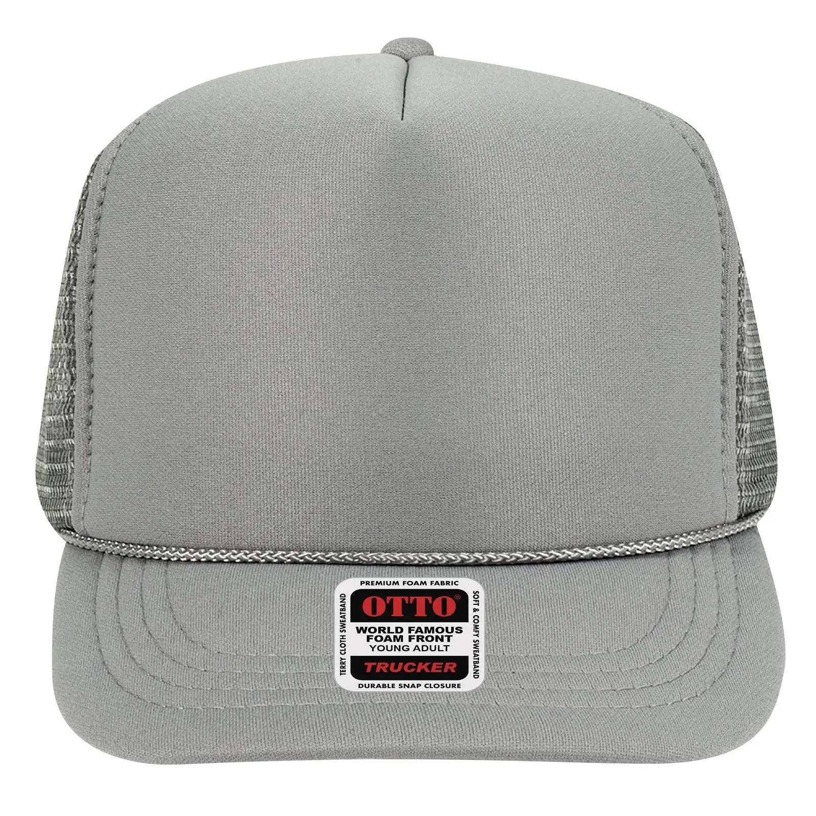 OTTO 39-165 5 Panel High Crown Mesh Back Trucker Cap - Gray