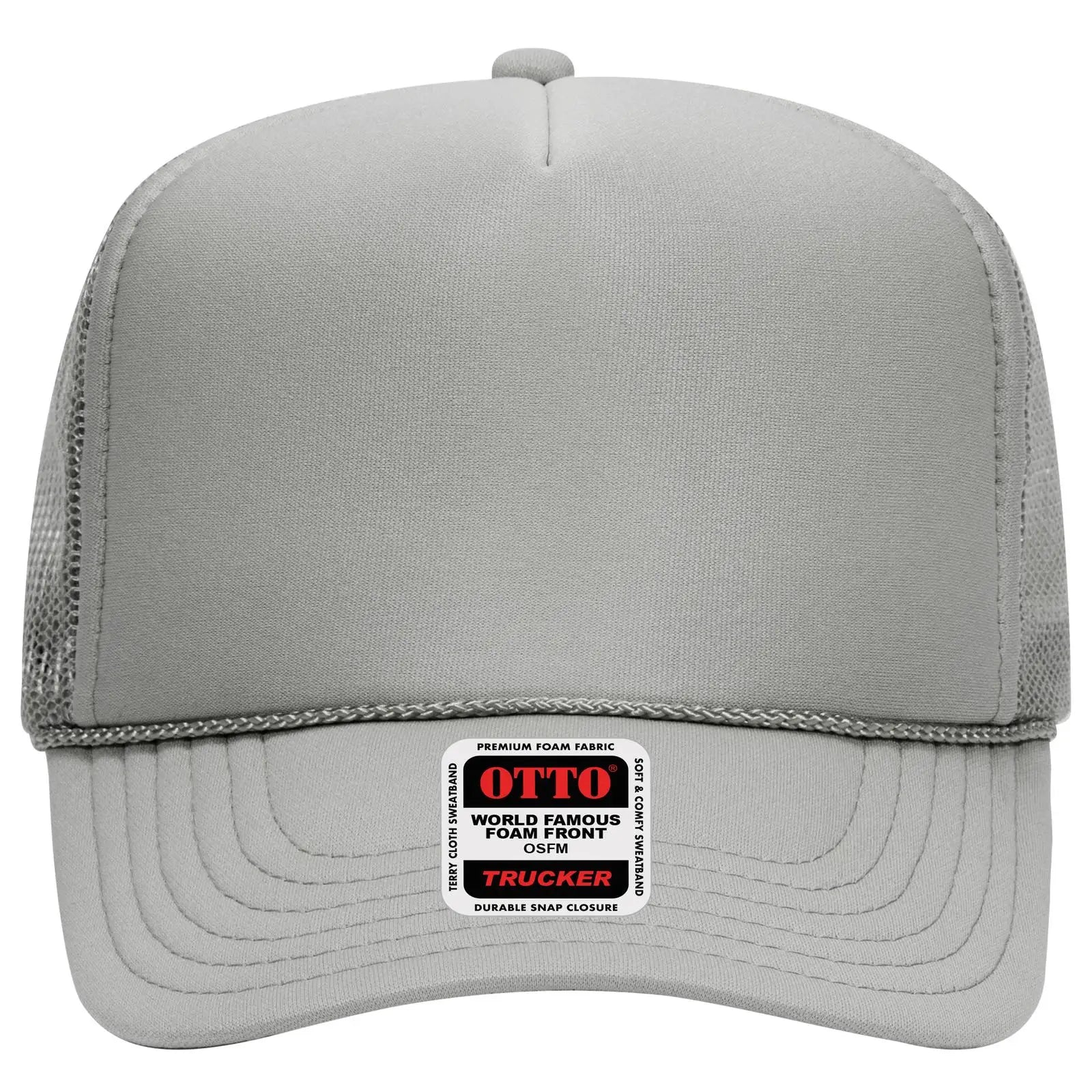 OTTO 39-165 5 Panel High Crown Mesh Back Trucker Cap - Gray