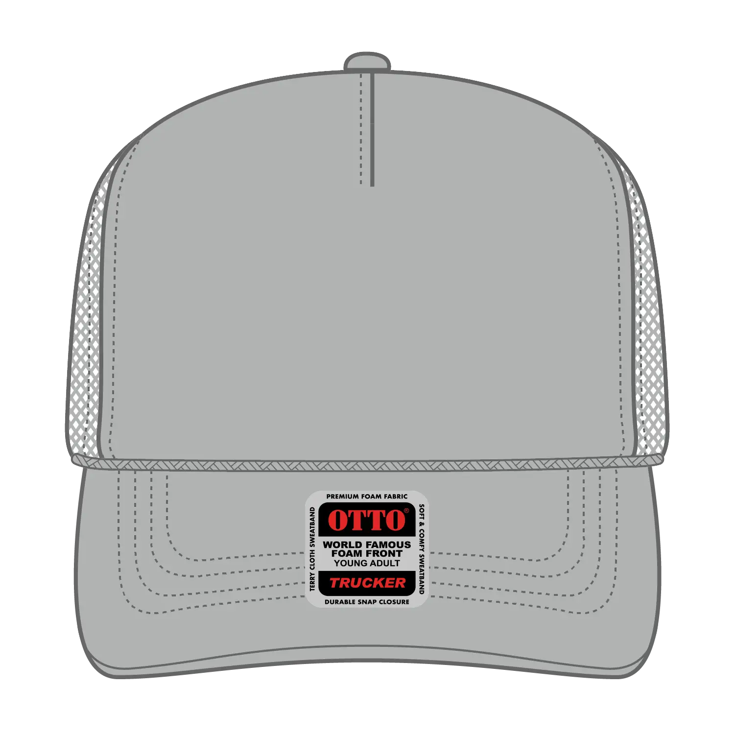 OTTO 39-165 5 Panel High Crown Mesh Back Trucker Cap - Gray - Gray / 6’’ - 7 1/8’’