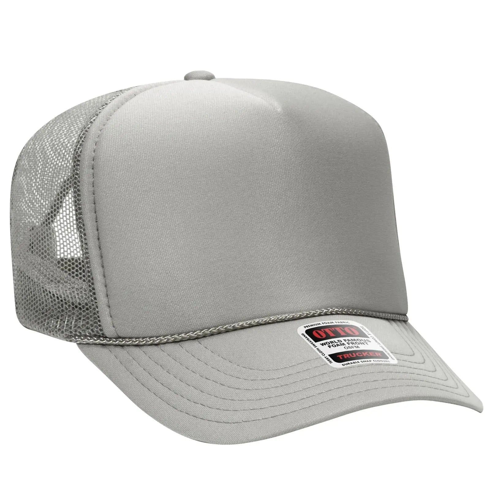 OTTO 39-165 5 Panel High Crown Mesh Back Trucker Cap - Gray