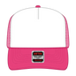 OTTO 39-165 5 Panel High Crown Mesh Back Trucker Cap - H.Pnk/Wht/H.Pnk - H.Pnk/Wht/H.Pnk / 6’’ - 7 1/8’’