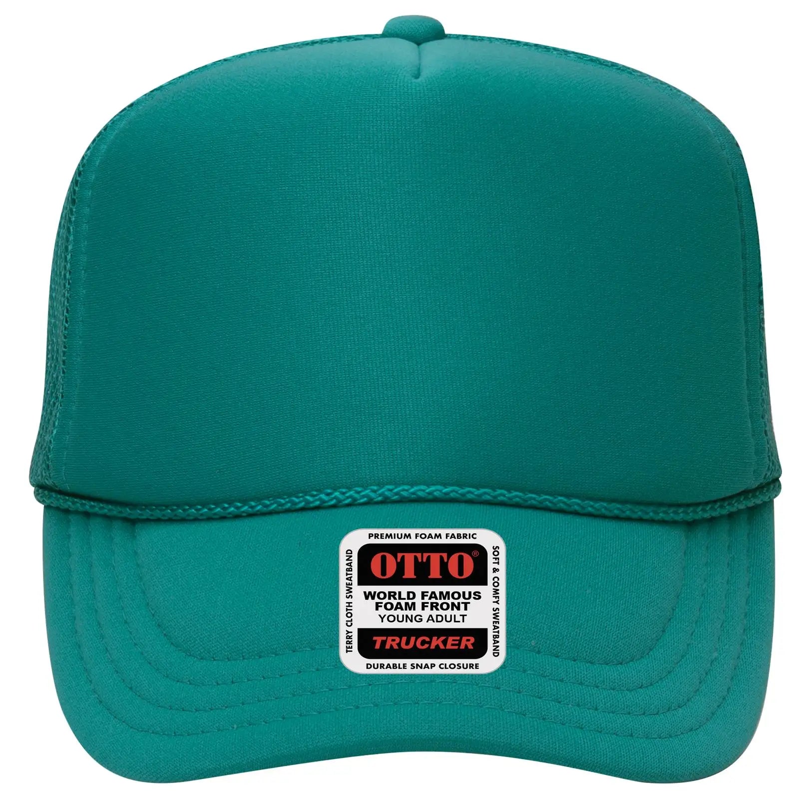 OTTO 39-165 5 Panel High Crown Mesh Back Trucker Cap - Jade