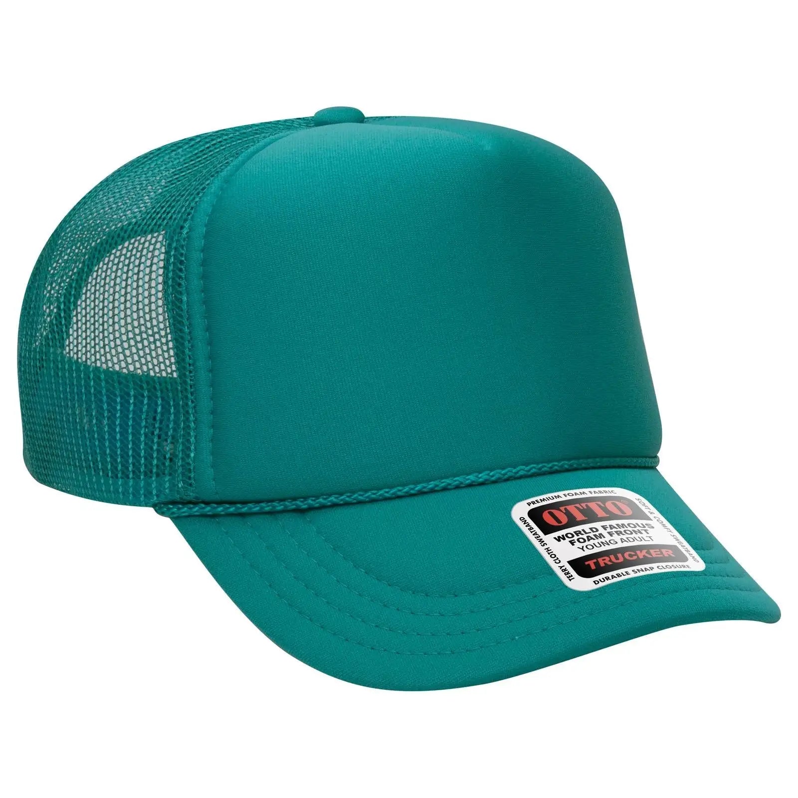 OTTO 39-165 5 Panel High Crown Mesh Back Trucker Cap - Jade