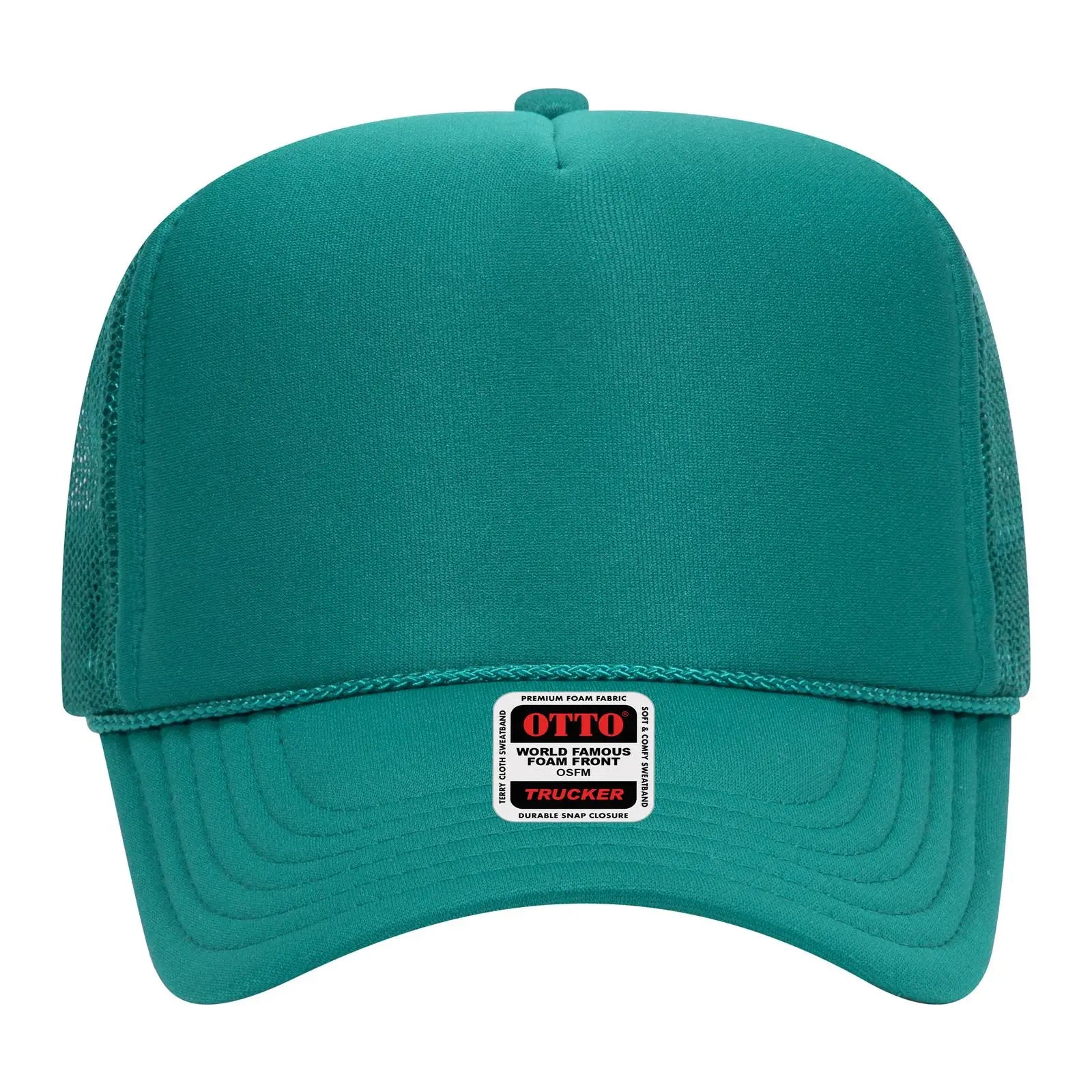 OTTO 39-165 5 Panel High Crown Mesh Back Trucker Cap - Jade