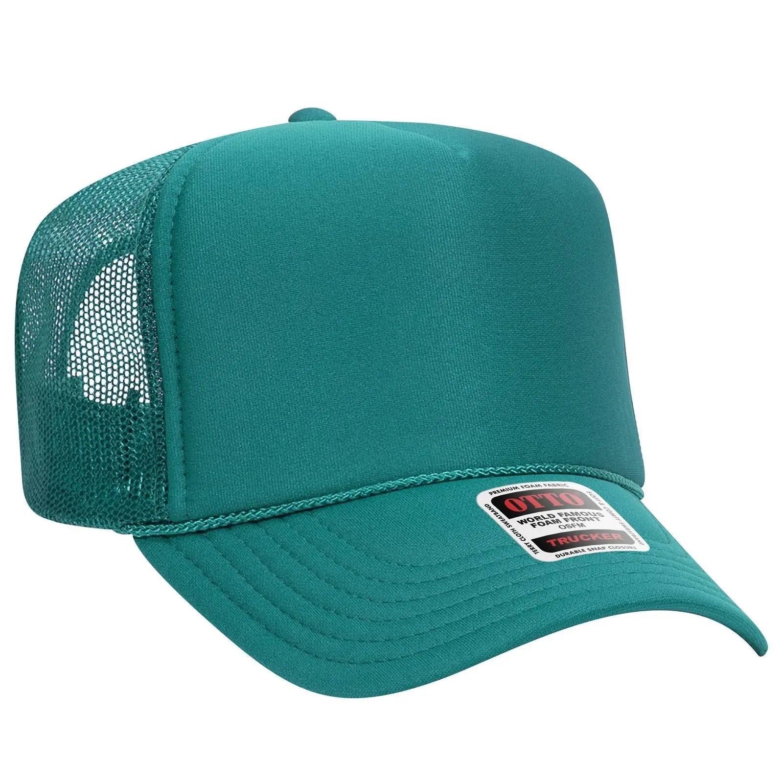 OTTO 39-165 5 Panel High Crown Mesh Back Trucker Cap - Jade