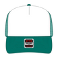 OTTO 39-165 5 Panel High Crown Mesh Back Trucker Cap - Jade/Wht/Jade - Jade/Wht/Jade / 6’’ - 7 1/8’’
