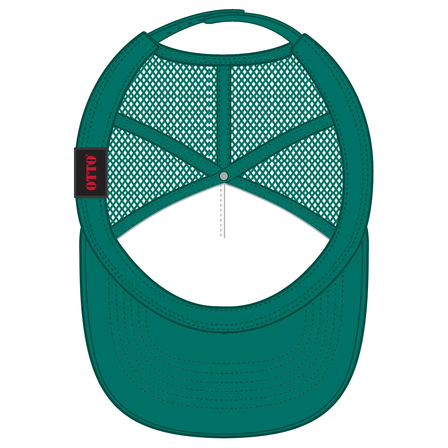 OTTO 39-165 5 Panel High Crown Mesh Back Trucker Cap - Jade/Wht/Jade