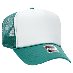 OTTO 39-165 5 Panel High Crown Mesh Back Trucker Cap - Jade/Wht/Jade