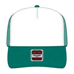 OTTO 39-165 5 Panel High Crown Mesh Back Trucker Cap - Jade/Wht/Jade - Jade/Wht/Jade / 6 1/2’’ - 7 5/8’’