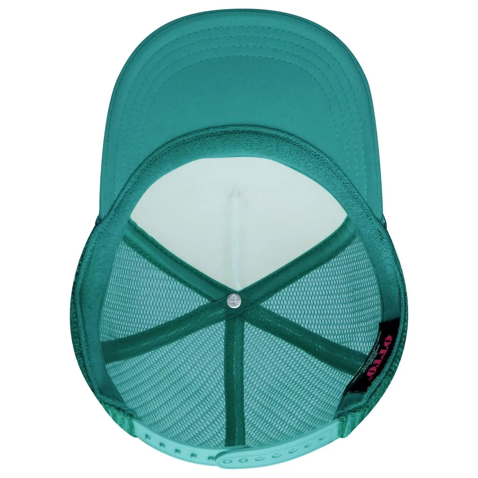 OTTO 39-165 5 Panel High Crown Mesh Back Trucker Cap - Jade/Wht/Jade