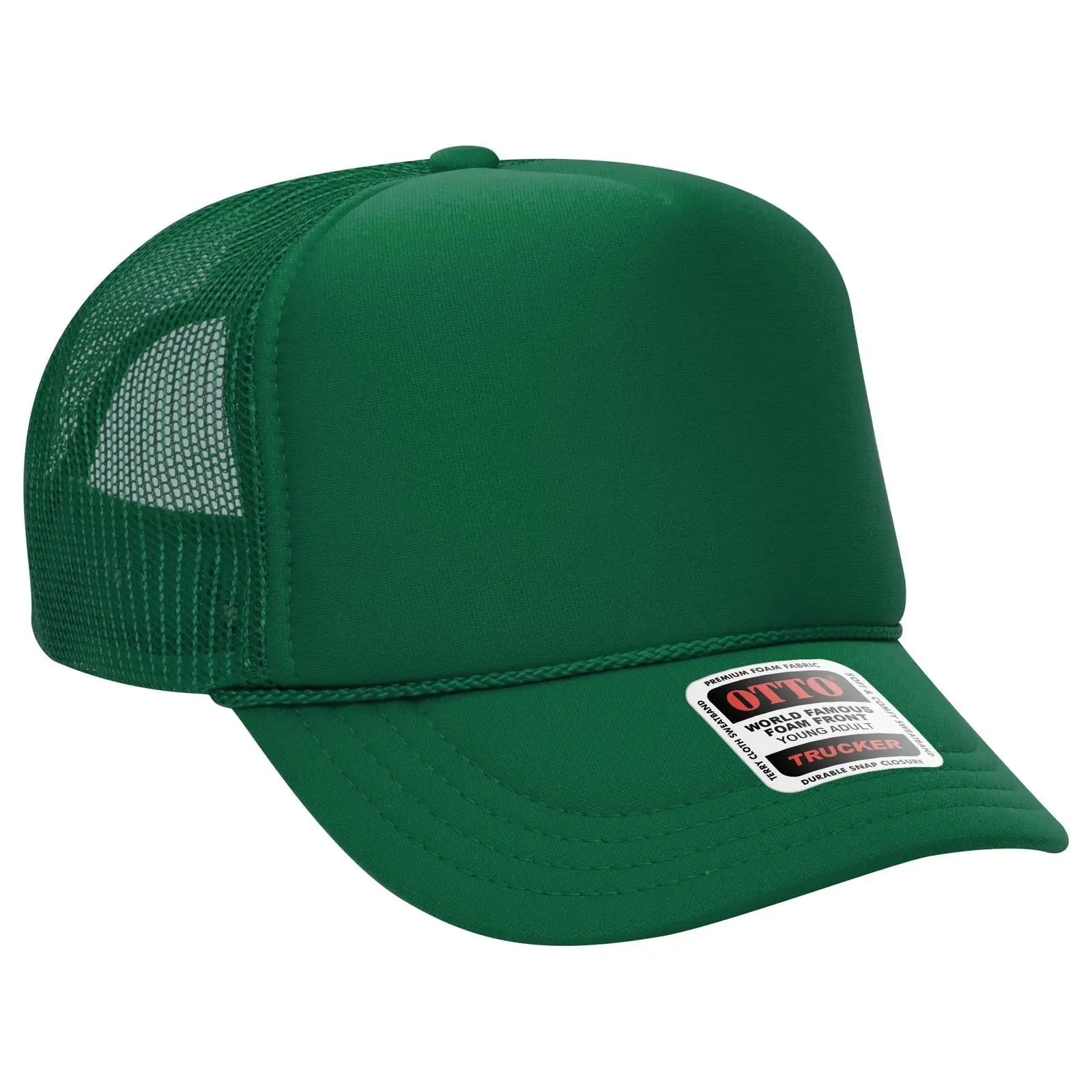 OTTO 39-165 5 Panel High Crown Mesh Back Trucker Cap - Kelly