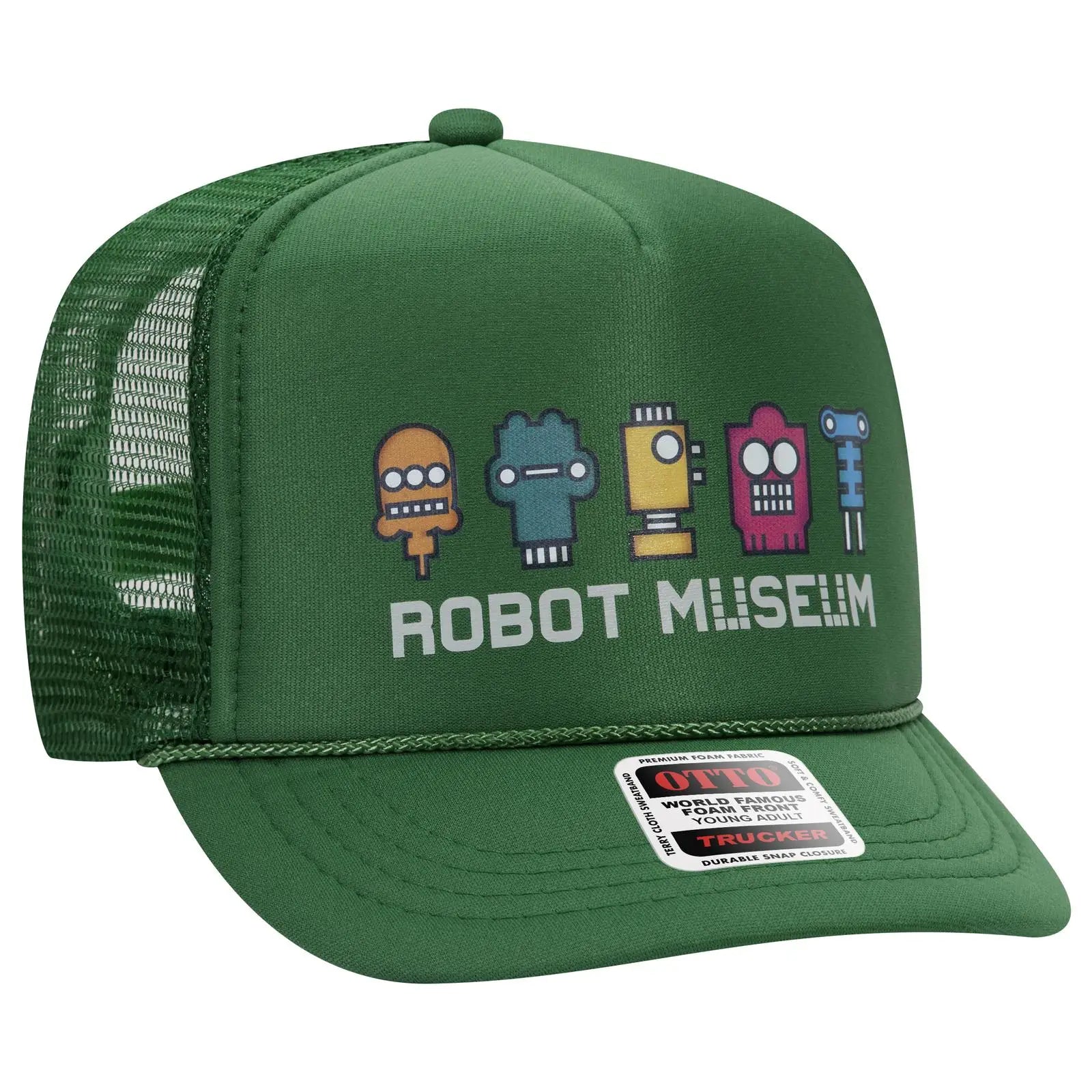 OTTO 39-165 5 Panel High Crown Mesh Back Trucker Cap - Kelly