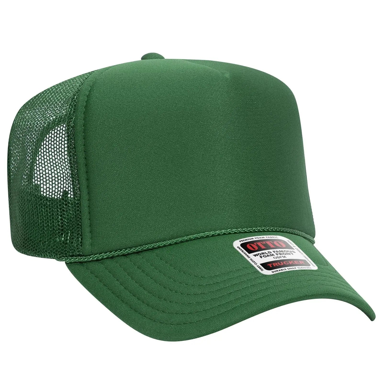 OTTO 39-165 5 Panel High Crown Mesh Back Trucker Cap - Kelly