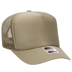 OTTO 39-165 5 Panel High Crown Mesh Back Trucker Cap - Khaki
