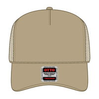 OTTO 39-165 5 Panel High Crown Mesh Back Trucker Cap - Khaki - Khaki / 6 1/2’’ - 7 5/8’’