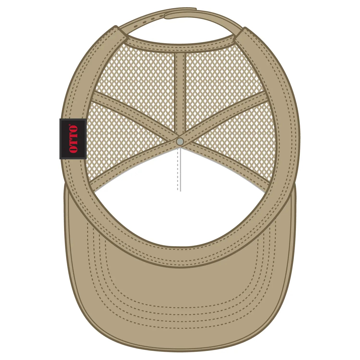 OTTO 39-165 5 Panel High Crown Mesh Back Trucker Cap - Khaki
