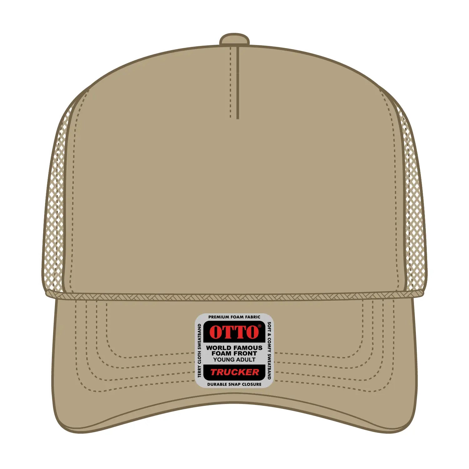 OTTO 39-165 5 Panel High Crown Mesh Back Trucker Cap - Khaki - Khaki / 6’’ - 7 1/8’’