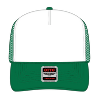 OTTO 39-165 5 Panel High Crown Mesh Back Trucker Cap - Kly/Wht/Kly - Kly/Wht/Kly / 6 1/2’’ - 7 5/8’’