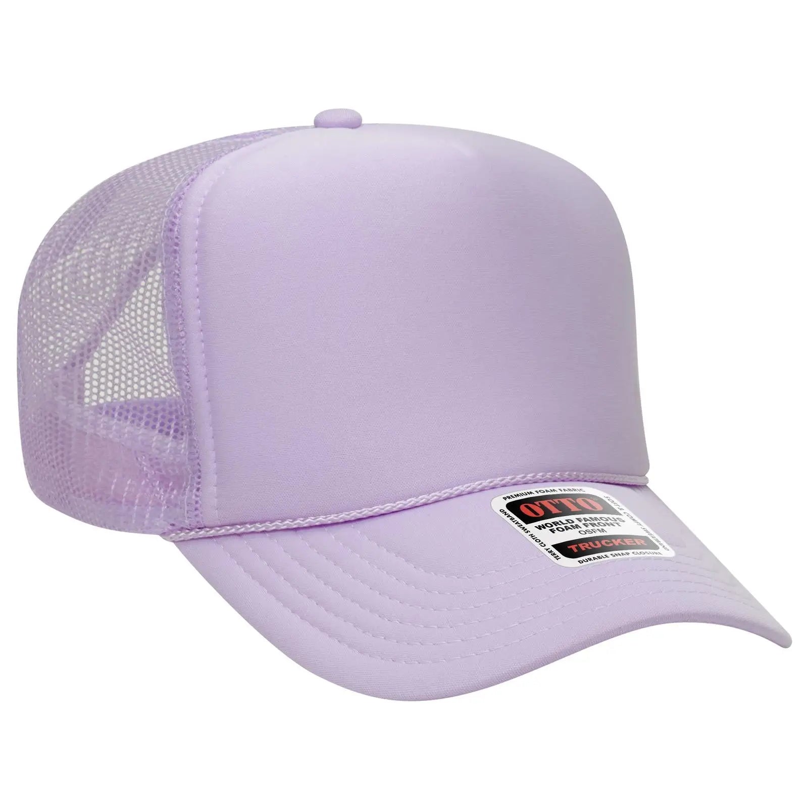 OTTO 39-165 5 Panel High Crown Mesh Back Trucker Cap - Lavender - Lavender / 6 1/2’’ - 7 5/8’’