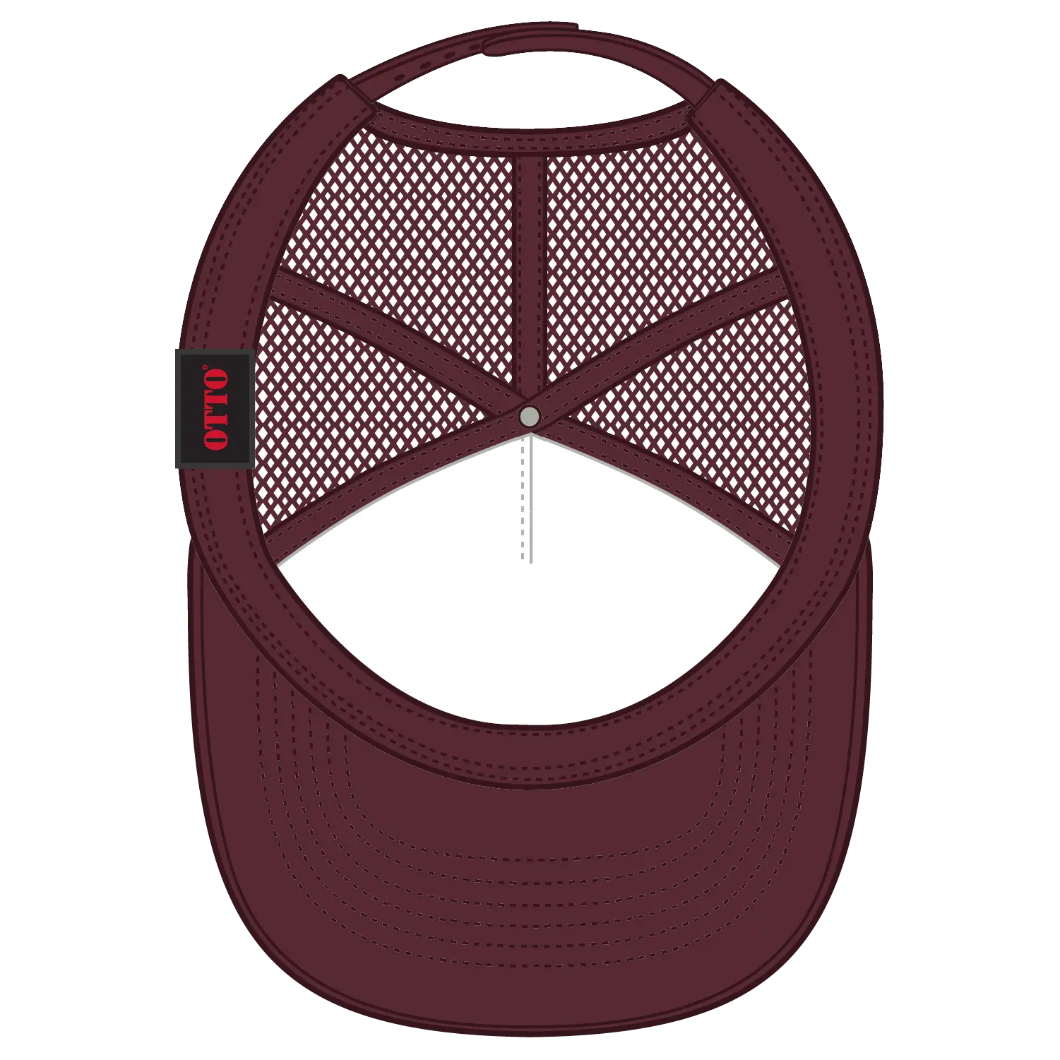 OTTO 39-165 5 Panel High Crown Mesh Back Trucker Cap - Maroon