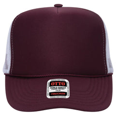OTTO 39-165 5 Panel High Crown Mesh Back Trucker Cap - Mrn/Mrn/Wht - Mrn/Mrn/Wht / 6 1/2’’ - 7 5/8’’