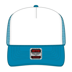 OTTO 39-165 5 Panel High Crown Mesh Back Trucker Cap - N.Blu/Wht/N.Blu - N.Blu/Wht/N.Blu / 6 1/2’’ - 7 5/8’’