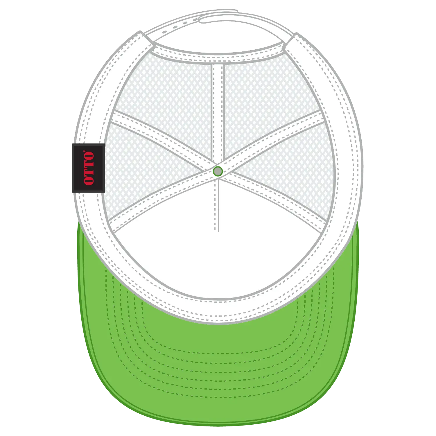 OTTO 39-165 5 Panel High Crown Mesh Back Trucker Cap - N Grn/N Grn/Wht - N Grn/N Grn/Wht / 6 1/2’’ - 7 5/8’’