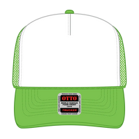 OTTO 39-165 5 Panel High Crown Mesh Back Trucker Cap - N.Grn/Wht/N.Grn - N.Grn/Wht/N.Grn / 6 1/2’’ - 7 5/8’’