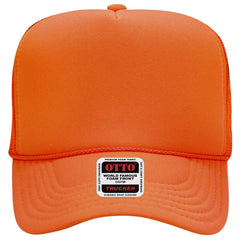 OTTO 39-165 5 Panel High Crown Mesh Back Trucker Cap - N. Orange - N. Orange / 6 1/2’’ - 7 5/8’’