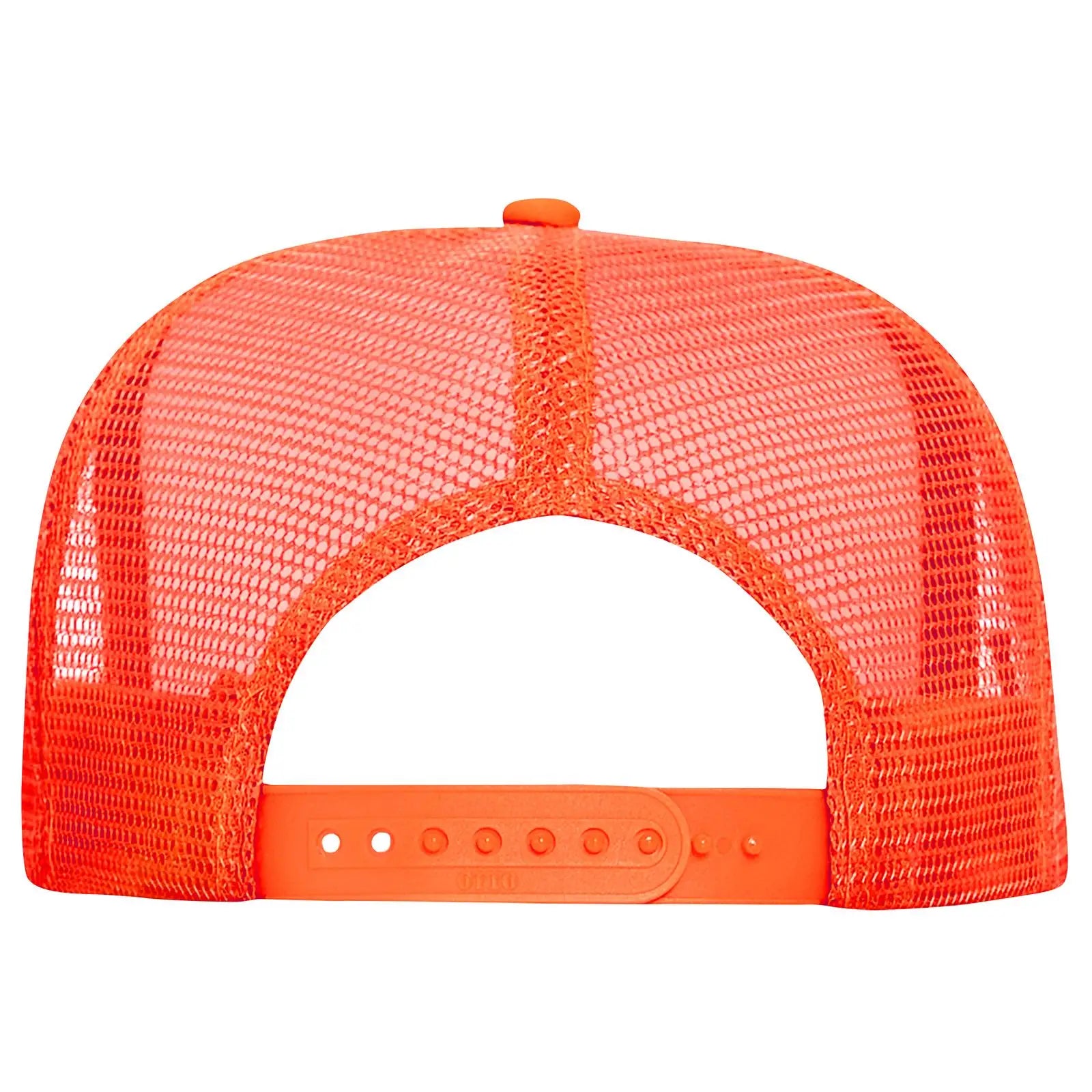 OTTO 39-165 5 Panel High Crown Mesh Back Trucker Cap - N. Orange - N. Orange / 6 1/2’’ - 7 5/8’’