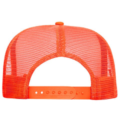 OTTO 39-165 5 Panel High Crown Mesh Back Trucker Cap - N. Orange - N. Orange / 6 1/2’’ - 7 5/8’’