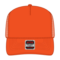 OTTO 39-165 5 Panel High Crown Mesh Back Trucker Cap - N. Orange - N. Orange / 6 1/2’’ - 7 5/8’’