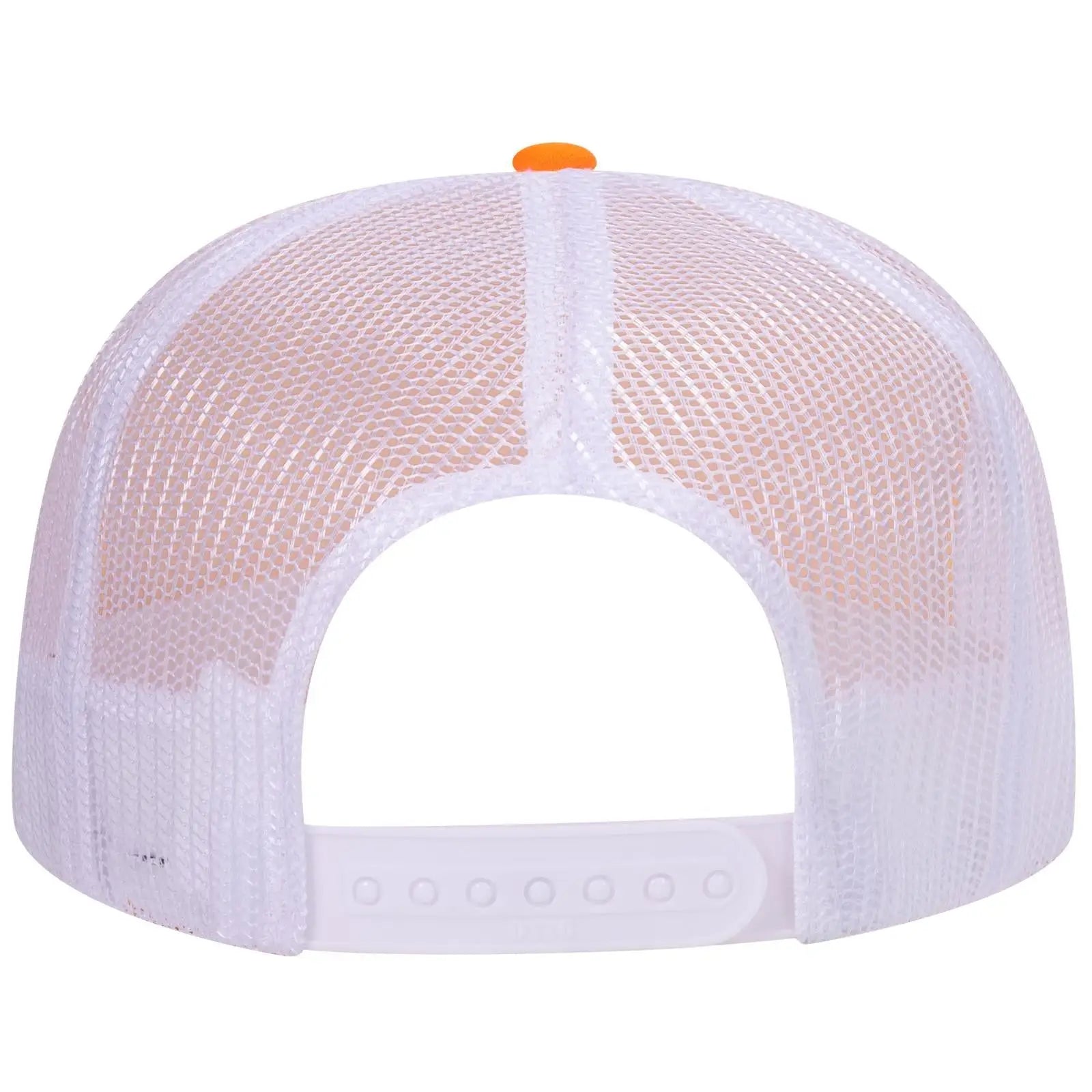 OTTO 39-165 5 Panel High Crown Mesh Back Trucker Cap - N Org/N Org/Wht - N Org/N Org/Wht / 6 1/2’’ - 7 5/8’’