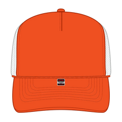OTTO 39-165 5 Panel High Crown Mesh Back Trucker Cap - N Org/N Org/Wht - N Org/N Org/Wht / 6 1/2’’ - 7 5/8’’