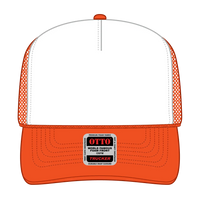 OTTO 39-165 5 Panel High Crown Mesh Back Trucker Cap - N.Org/Wht/N.Org - N.Org/Wht/N.Org / 6 1/2’’ - 7 5/8’’